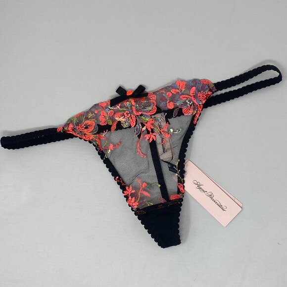 Agent Provocateur Lexx Black Neon Orange Thong AP3 Medium NWT
